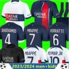 23 34 Maillots de Football Paris piłka nożna Mbappe Lee Kang w Hakimi 2023 2024 Paris Football Shirt Marquinhos Verratti Maillot Foot Men Kit Kids