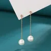 Dangle Earrings Womane Pearls Drop 925 Sterling Silver Fashion Trendy Jewelryロングチェーンエレガントな吊りパーティーの誕生日プレゼント