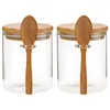 Storage Bottles 2 Pcs Tea Jar Glass Containers Food Jars Lids Canisters Terrarium Bamboo Cereal For Bulk