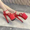 20Cm Sandals Crossdresser Thin Buckle Heels Fetish 8 Inches Shoes For Woman Platform Party Dance Stripper Models Pumps 55799