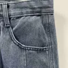 Jeans masculinos tubo reto elástico retro sag solto perna larga grande bolso carga lavagem papai calças casuais denim homens