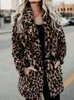 Women's Fur Faux Fur Autumn Leopard Faux Fur Coat Women Long Winter Coat Woman Warm Ladies Fur Jacket Female Plush Teddy Coat Outwear 231013