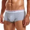 Cuecas de alta qualidade homens boxers roupa interior de algodão natural boxershorts sexy u convexo bolsa troncos homem calcinha cintura baixa