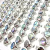 100 st/parti eleganta silverringar för män kvinnor skal klistermärke mode smycken grossist parti