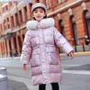 Down Coat 2023 Winter Fashion Children's Jacket Girls Waterproof Tjock Long Big Kids Hooded Snowsuit Tz628