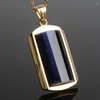 Pendant Necklaces Square Artificial Opal Gem Pendants Stainless Steel Choker Link Chain Jewelry Collares Collier