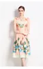 Grundläggande avslappnade klänningar Sommarsemester strandtankklänning Running Design Kvinnor Bow Spaghetti Rem Backless Flower Print Slim Dresses Vestidos 2024