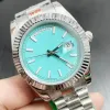 ST9 Steel News Men Watches Baby Blue Dial New Automatic Mechanics 41mm Sapphire Glass Stainless Mens Watch