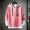 Hoodies masculinos com capuz harajuku moda coreano streetwear moletom masculino roupas casuais