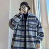 Men's Jackets Designed Vintage Woolen Jacket Men Autumn And Winter Ins Loose Casual Lapel Pockets Single Breasted Couple Plaid Coat