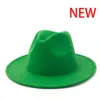 fedora hoeden dames Nieuwe klassieke eenvoudige brede rand vilt vintage blauw wit groen Veelkleurige jurk winter dames226c