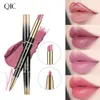 Läpppennor Makeup Dubbel-End Lipstick Pencil Waterproof Makeup Långvarig färgglad Fin Tube Lipstick Lip Liner Makeup Cosmetics 231013