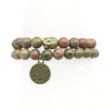 SN1275 arbre de vie Bouddha Bronze Charm Bracelet Bracelet Vintage Design Unakite Bracelet Bijoux en pierre naturelle de haute qualité 289