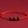 Charm Bilezikler Doğal Mor Cinnabar Lotus Flower Lucky Bangles Lovers Çiftin El Yapımı Kırmızı Halat Boyut Ayar Drop