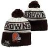 Mannen Gebreide Pom Browns Mutsen Cleveland Bobble Hoeden Sport Gebreide Muts Gestreepte Zijlijn Wol Warme Basbal Mutsen Cap Voor Dames a4