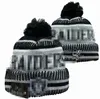 Gorros de punto con puños para hombre, gorros con pompón Raider de Oakland LAS VEGAS, gorros con pompón, gorro de punto deportivo, gorros de béisbol cálidos de lana a rayas, gorro para mujer A4