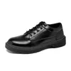 Scarpe eleganti tacco alto da uomo casual in pelle autunno formale business bordo nero