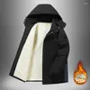 Men's Jackets Fashion Zipper Windbreaker Warm Bomber Jacket Autumn Winter Casual Fleece Coats Hooded Male Outwear