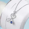 Pendant Necklaces Huitan Stethoscope Heartbeat Design Necklace For Women Silver Color Fancy Inlaid Blue Cubic Zircon Trendy Female Jewelry