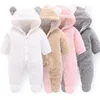 Rompers Footed born Baby Fall Winter Warm Coral Fleece Costume Infant Bebe Kids Sleepwear Overall jumpsuits 231013