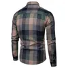 Men's Casual Shirts Autumn And Winter Slim Fit Korean Edition Colorful Checkered Long Sleeve Shirt Youth Fashion Hollow Out Trend