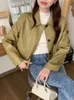 Damenjacken Koreanischer Stil Langarm-Kunstlederjacke für Frauen Herbst 2023 Revers Einreiher Einfarbiger Pu-Mantel weiblich