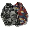 Flanellhemden Folk-Custom-Hemden für Männer Vintage Woolen Freizeitmuster Kleid Freizeithemd Männer Plus Size Streetwear12586