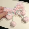 Fashion Candy Color Plush Bow Hair Clip for Women Girls Sweet Fluffy Hair Ball Pendant Hairpin Party Headwear Accessories Gift