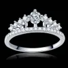 Luxury Full Clear Zircon Stone Princess Queen 925 Sterling Silver Crown Diamond Ring Engagement Cocktail Alliance Girls257o