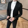 Herenpakken 2024 Winter Wollen Blazer Enkele Knop Toevallig Jasje Hoge Kwaliteit Zakelijke Jurk Jas Streetwear Sociale Kleding