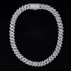 Försäljning Hiphop smycken VVS Moissanite Cuban Chain Full Diamond White Gold Plated Cuban Link Chain 925 Sterling Silver