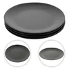 Ensembles de vaisselle 4 pièces assiettes en mélamine noire plats ronds assiettes à fond plat