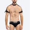 Bras Sets Male Love Harness Adult Chest Bondage Leather PU Lingerie Gay Mesh Top Belt Sexual Sissy Clothing Rave Cosplay Sex Toy2143