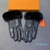 Women Rabbit Hair Sheepskin Gloves Outdoor Leather Glove Lambskin Mittens Super Soft Touch Plush Mitten With Box