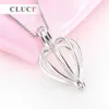 CLUCI Ciondolo a gabbia a cuore Ciondolo in argento sterling 925 con perla 3 pezzi Accessori per porta perline per donna Gioielli in argento autentici S1810303z