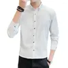Men's Dress Shirts M-4XL Mens Slim Fit Solid Point Collar Button Down Shirt Long Sleeve Single Breasted Korean Fashion Streetwear Clothing