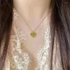 Pendant Necklaces Cute Rotatable Love Heart Spinning Necklace Stainless Steel Gold Plated Fashion Jewelry Gift For Women Friends Girls