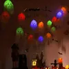 Decoraciones de Halloween de 98,43 pulgadas, linternas LED, luces de atmósfera intermitentes, luces de cadena con batería de calavera fantasma para Festival de fantasmas