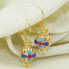 Dangle Earrings Fashion Round Ball Gold-Color Hollow Cloisonne Drop for Women inthnic Stlye 13mm Jewelry B2647