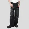 Erkek kot syuhgfa Kore tarzı trend jean moda yıpranmış oout bülbeli pantolonlar vintage yıkanmış delik geniş bacak denim pantolon Sonbahar