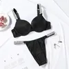 Sexy Women Letter Rhinestone Bra Underwear Set Comfort Brief Sets Push Up Bra And Panty 2 Piece Sets For Women Lingerie Set Y12302973