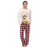 Vêtements de nuit pour femmes 2023 Elk de Noël imprimé parent-enfant vêtements de maison à manches longues pyjama ensemble costumes fantaisie costumes de famille de mode bonne année