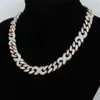 Iced Out Chain For Men women Miami Cuban Link Necklace Luxury Micro Paved rose gold white CZ Cuban Fashion Hip Hop Jewelry303F