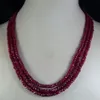 Collier de perles à facettes en rubis naturel, 2x4mm, 3 brins, 305r