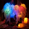 Decoraciones de Halloween de 98,43 pulgadas, linternas LED, luces de atmósfera intermitentes, luces de cadena con batería de calavera fantasma para Festival de fantasmas