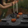 Manteles de mesa, adorno de olla de caldero de bruja, decoración de Halloween, soporte para palos