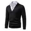 Erkek Sweaters Erkek İlkbahar Yaz Üstü Sıradan Sıradan Düz Renk Büyük Cep Örgü Haligan Kazak Ceket Gömlek