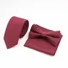 Papillon da uomo classico moda 14 colori cravatta fazzoletto set cravatta a righe vestito per lo sposo affari accessori per feste di nozze regali
