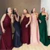 2023 Bridesmaid Dresses One Shoulder pink blue red green shiny Mermaid For Weddings Plus Size Long Crystal Beads Formal Maid of Honor Gowns Wedding Guest formal Wear