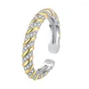 Boucles d'oreilles créoles S925 en argent sterling bord en or spirale flash diamant lumière de luxe bague féminine accessoires du bout des doigts quotidien simple et petit